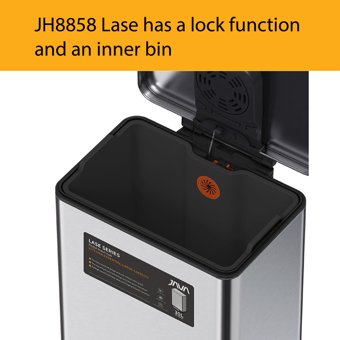 JAVA Dustbin | LASE | JH8858 | 45L | Step Pedal | Soft Closing | Trash Bin | Dustbin for Kitchen - HippoMart SG