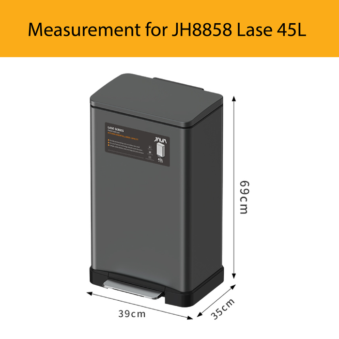 JAVA Dustbin | LASE | JH8858 | 45L | Step Pedal | Soft Closing | Trash Bin | Dustbin for Kitchen - HippoMart SG