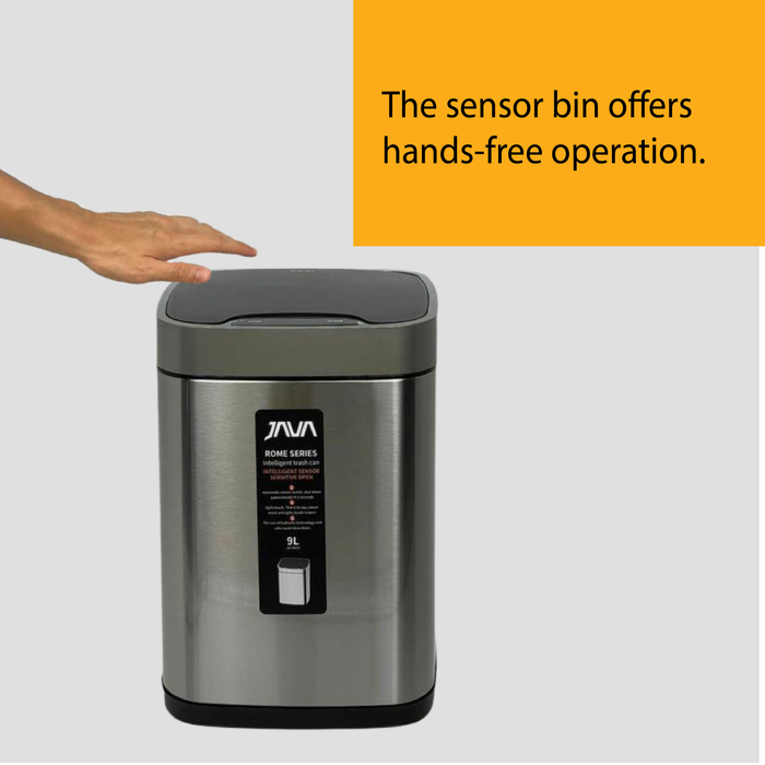 JAVA Dustbin | ROME | JH8829 | 9L, 12L, 28L, 35L | Square Sensor Bin | Soft Closing | Trash Bin - HippoMart SG