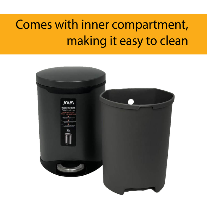 JAVA Dustbin | BELLE | JH8868 | 6L | Step Bin | Soft Closing | Trash Bin | Dustbin for Kitchen - HippoMart SG