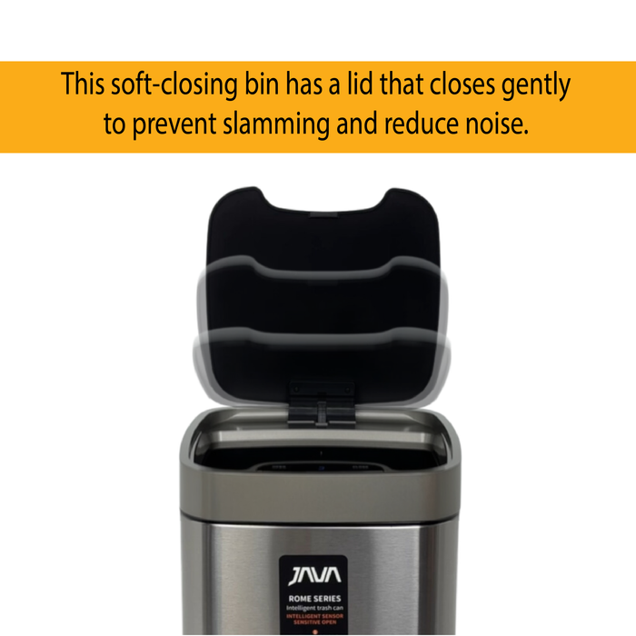 JAVA Dustbin | ROME | JH8829 | 9L, 12L, 28L, 35L | Square Sensor Bin | Soft Closing | Trash Bin - HippoMart SG