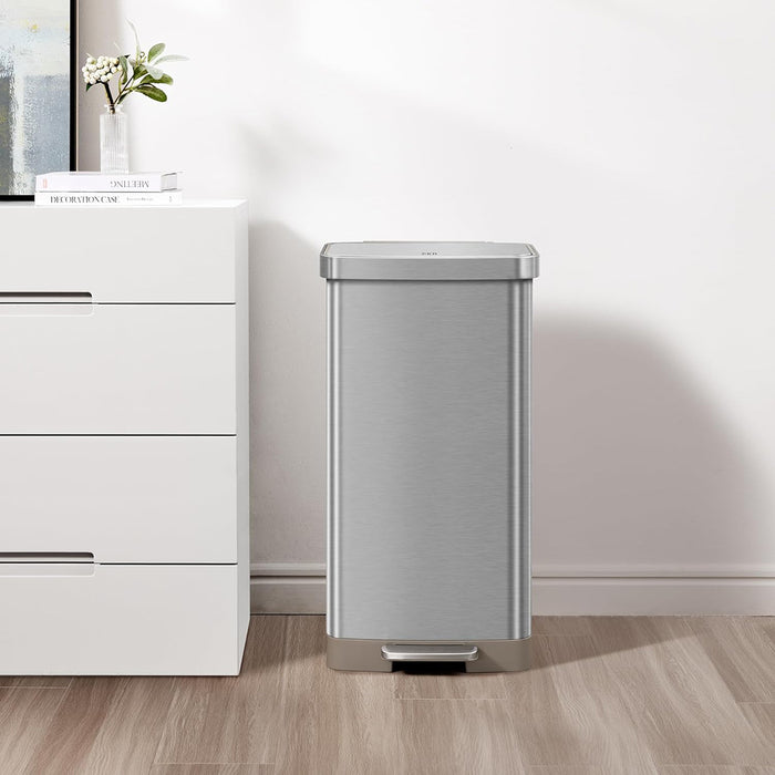 EKO Dustbin | Hudson | EK9168 | Trash Bin | Waste Bin | Stainless Steel | Step Pedal Bin | Soft Closing - HippoMart SG