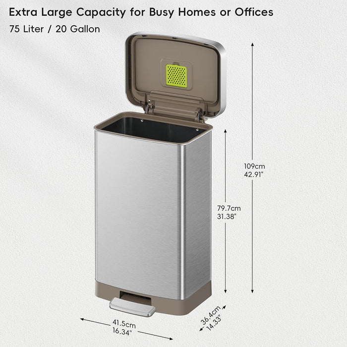 EKO Dustbin | Hudson | EK9168 | Trash Bin | Waste Bin | Stainless Steel | Step Pedal Bin | Soft Closing - HippoMart SG