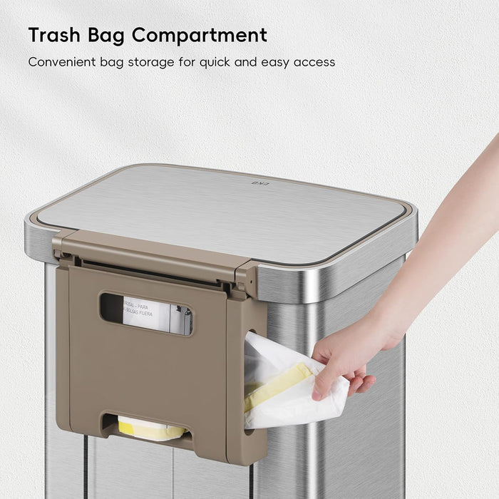 EKO Dustbin | Hudson | EK9168 | Trash Bin | Waste Bin | Stainless Steel | Step Pedal Bin | Soft Closing - HippoMart SG