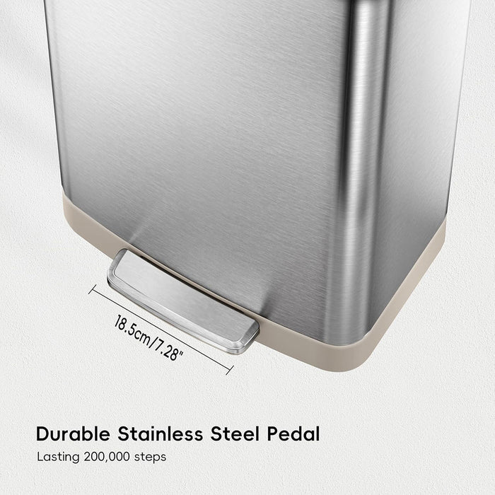 EKO Dustbin | Hudson | EK9168 | Trash Bin | Waste Bin | Stainless Steel | Step Pedal Bin | Soft Closing - HippoMart SG