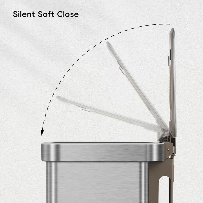 EKO Dustbin | Hudson | EK9168 | Trash Bin | Waste Bin | Stainless Steel | Step Pedal Bin | Soft Closing - HippoMart SG