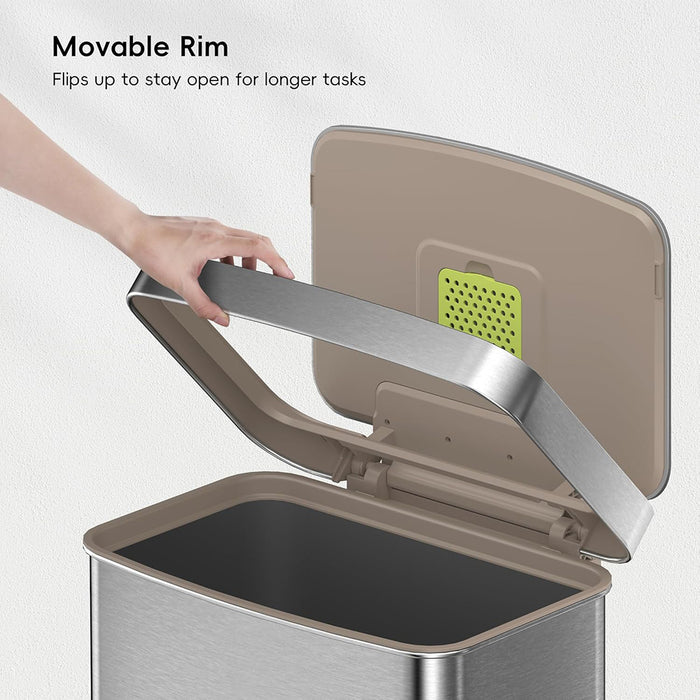 EKO Dustbin | Hudson | EK9168 | Trash Bin | Waste Bin | Stainless Steel | Step Pedal Bin | Soft Closing - HippoMart SG