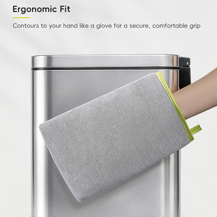 EKO Microfiber Cleaning Mitt | Stainless Steel Cloth | Lint-Free Reusable Polishing Cloth