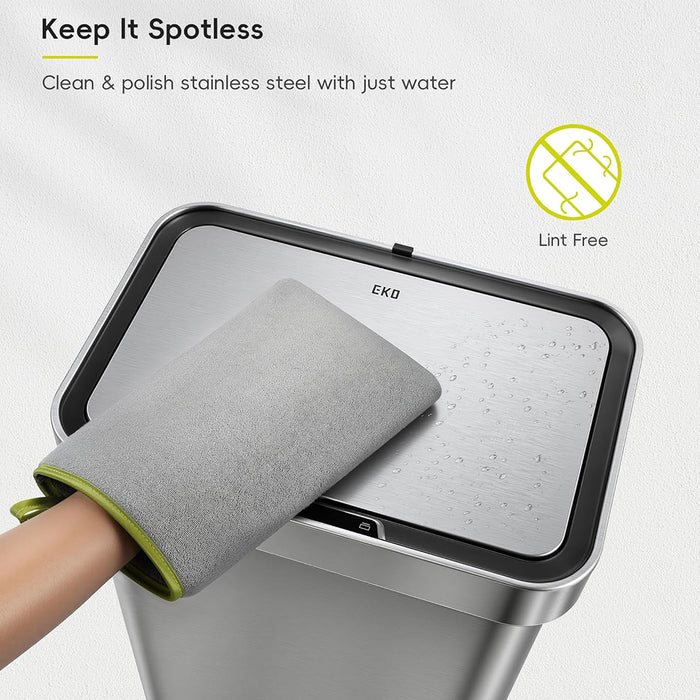 EKO Microfiber Cleaning Mitt | Stainless Steel Cloth | Lint-Free Reusable Polishing Cloth