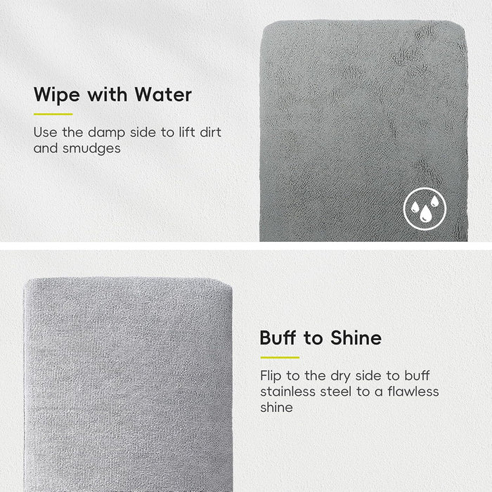 EKO Microfiber Cleaning Mitt | Stainless Steel Cloth | Lint-Free Reusable Polishing Cloth