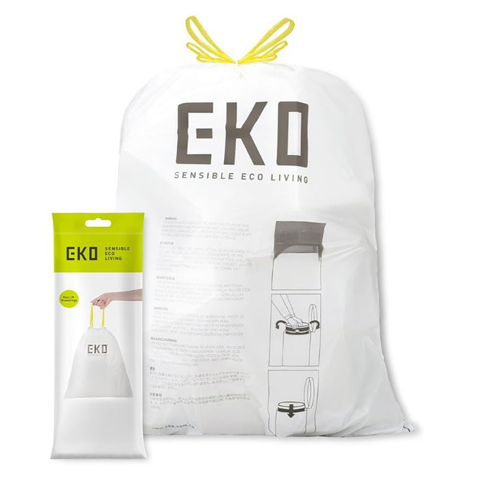 EKO | Drawstring Trash Bags | Waste Bags | Garbage Bags | Integrated Drawcord | Extra Strong | Tear Resistant | 3L-60L
