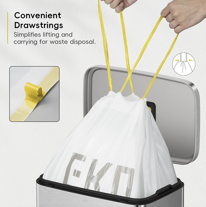 EKO | Drawstring Trash Bags | Waste Bags | Garbage Bags | Integrated Drawcord | Extra Strong | Tear Resistant | 3L-60L