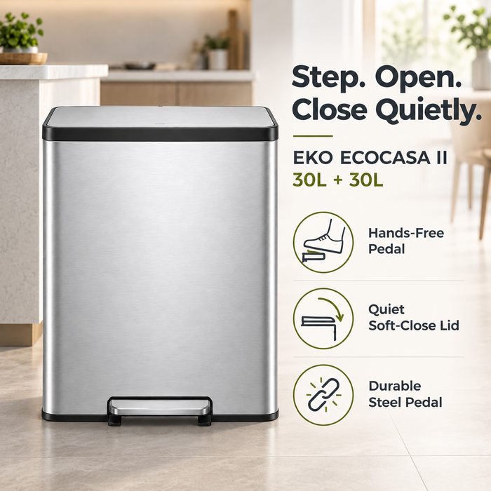 EKO | Ecocasa II | EK9138 | 30L + 30L | Pedal Dustbin | Indoor Dustbin - HippoMart SG