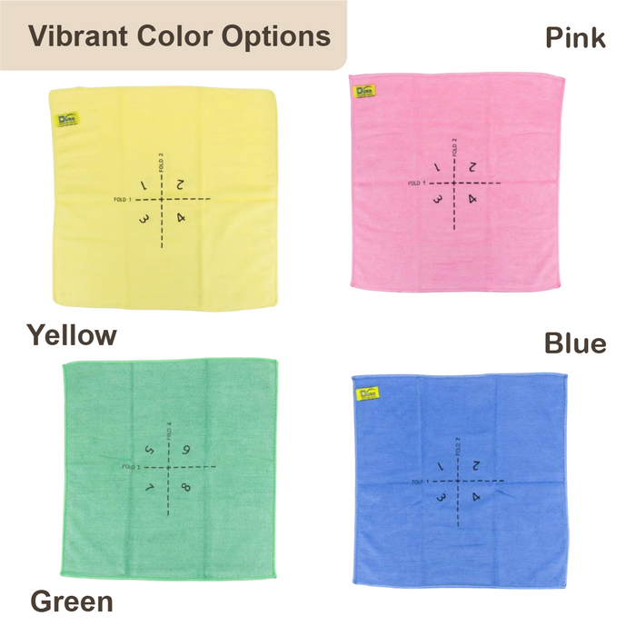 HippoMart 4 Side Indicator Microfiber Cleaning Cloths, Multiple Colors - HippoMart SG
