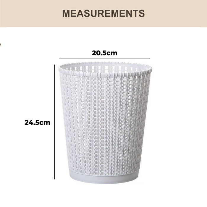 Weaving Rattan Dustbin | Designer Waste Bin | 8L | Multiple Colours | Trash Bin | Kitchen Bin - HippoMart SG