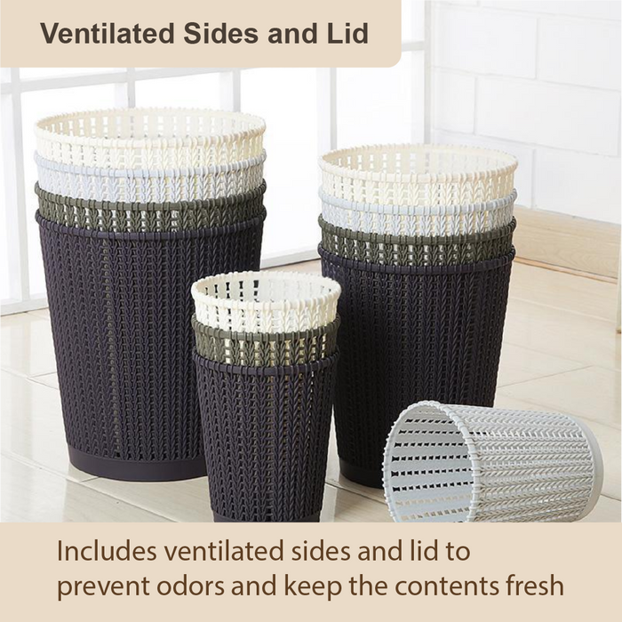 Weaving Rattan Dustbin | Designer Waste Bin | 8L | Multiple Colours | Trash Bin | Kitchen Bin - HippoMart SG