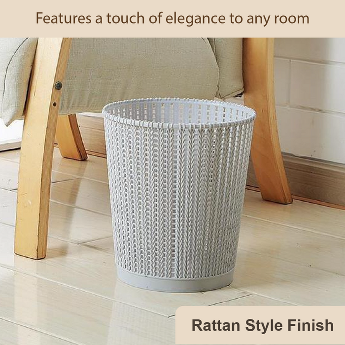 Weaving Rattan Dustbin | Designer Waste Bin | 8L | Multiple Colours | Trash Bin | Kitchen Bin - HippoMart SG