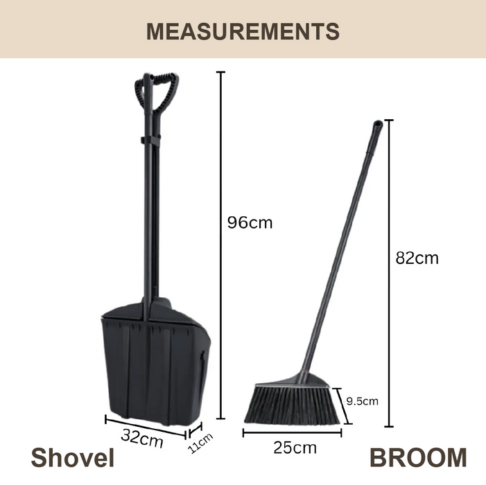 Self-Standing Wind Proof Dustpan & Broom Set, Multiple colors - HippoMart SG