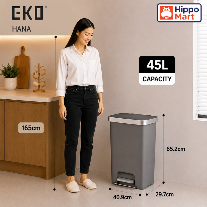 EKO Dustbin | HANA | EK6266 | 45L | Trash Bin | Waste Bin | Plastic | Step Pedal Bin  | Kitchen Bin