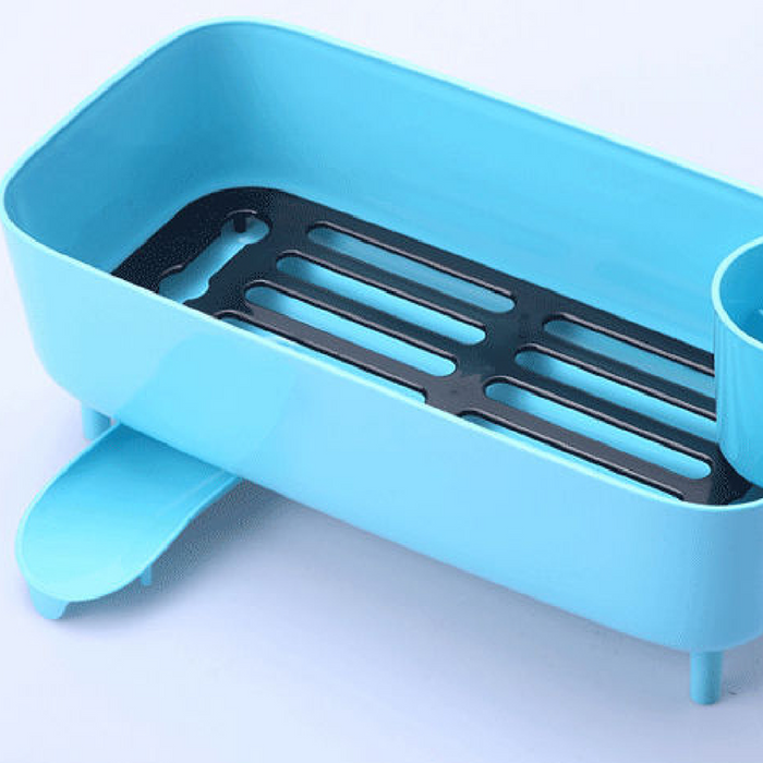 HippoMart Curvy Plastic Dish Rack with Cutlery Container and Drainage Spout HippoMart 