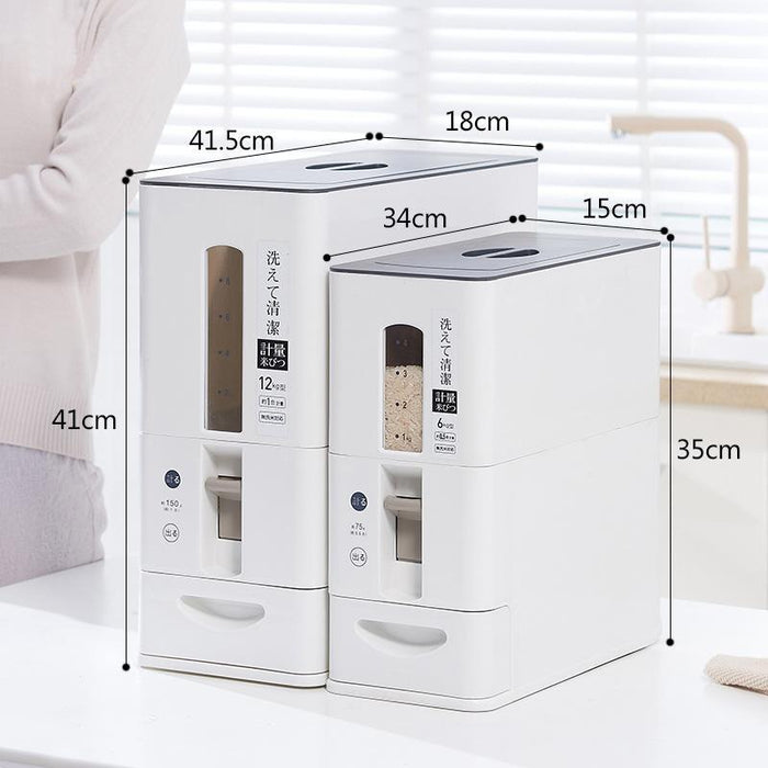 HippoMart Easy One-Touch Airtight Rice Dispenser with Roller - White HippoMart 