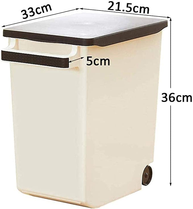 HippoMart Household Rice Storage Container with Handle & Wheel - 15KG HippoMart 