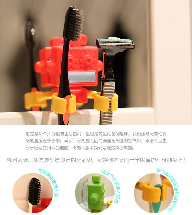HippoMart Multi-functional Silicone Robot Toothbrush Holder with Suction Cup HippoMart 