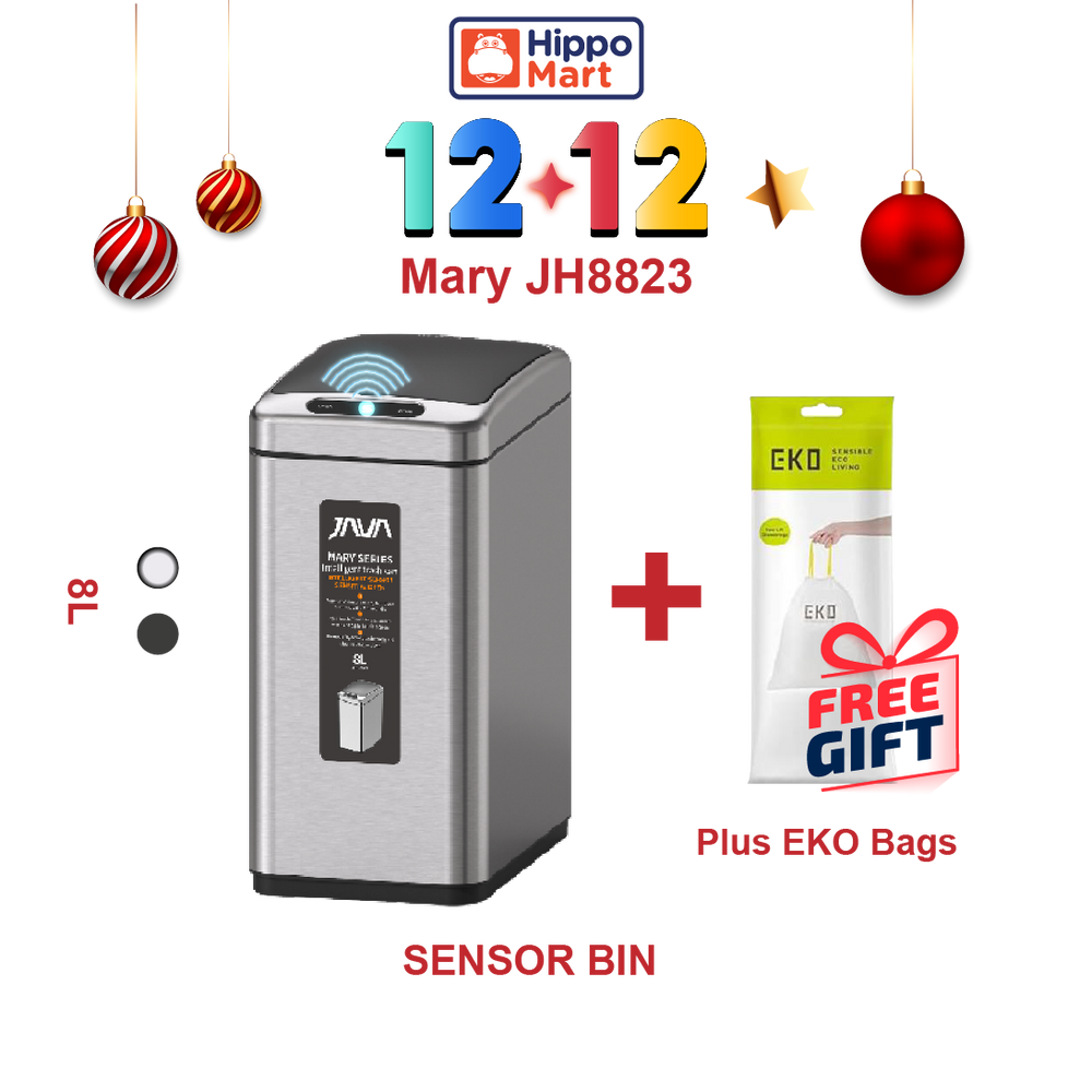 JAVA Dustbin | MARY | JH8823 | 8L | Sensor Slim | Soft Closing | Trash Bin | Dustbin for Kitchen