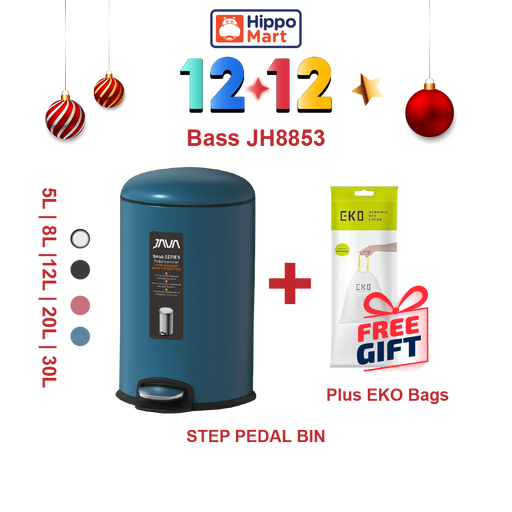 JAVA Dustbin | BASS | JH8853 | 5L, 8L, 12L, 20L, 30L | Step Bin | Soft Closing | Trash Bin | Dustbin
