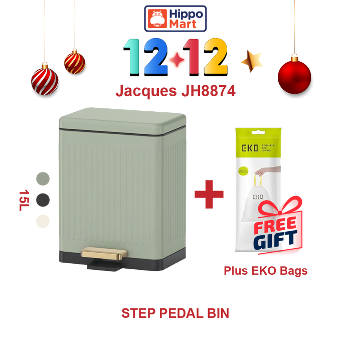 JAVA Dustbin | JACQUES | JH8874 | 15L | Step Bin | Trash Bin | Dustbin for Kitchen | Waste Bin