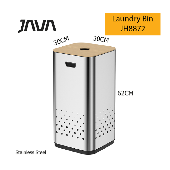 JAVA Laundry Bin | JH8872 | 50L | Laundry Bin | Stainless Steel | Washing | Cleaning | Laundry - HippoMart SG