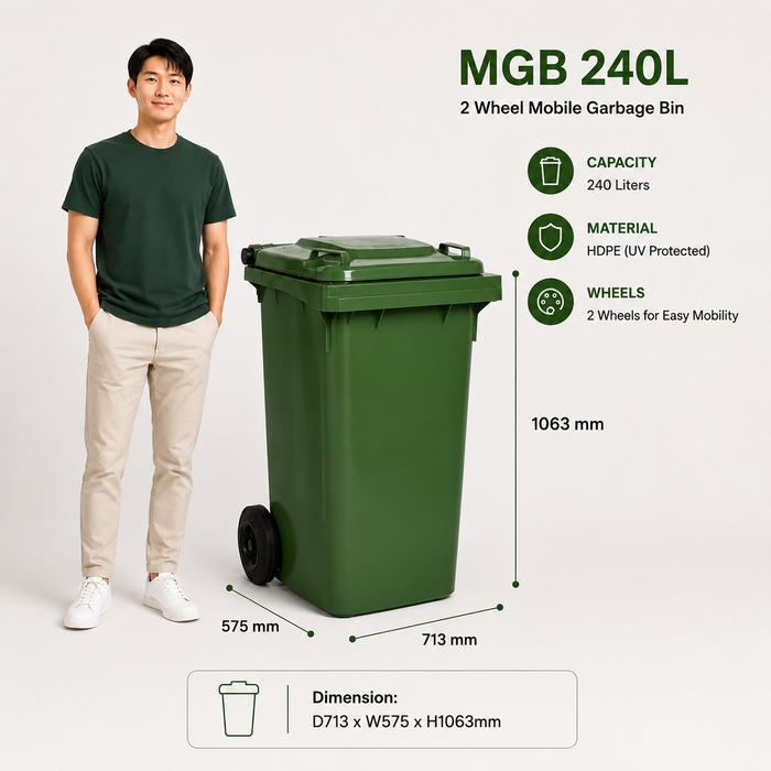 Mobile Garbage Bin | MGB | 80L, 100L, 120L, 240L, 360L | Trash Bin | Dustbin | Dustbin for Kitchen - HippoMart SG