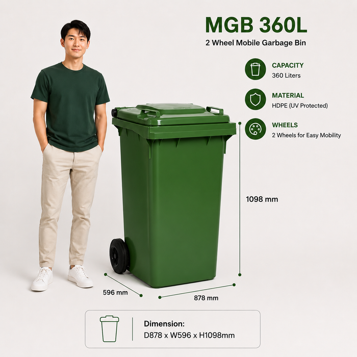 Mobile Garbage Bin | MGB | 80L, 100L, 120L, 240L, 360L | Trash Bin | Dustbin | Dustbin for Kitchen - HippoMart SG