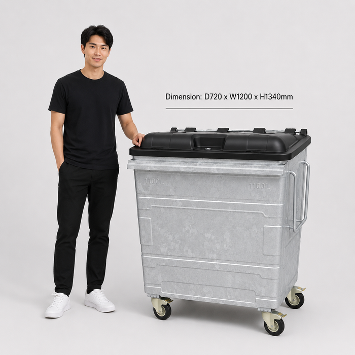 Steel Mobile Garbage Bin | MGB | 660L, 1100L | Trash Bin | Dustbin | Garbage Bin | Trash Bin - HippoMart SG