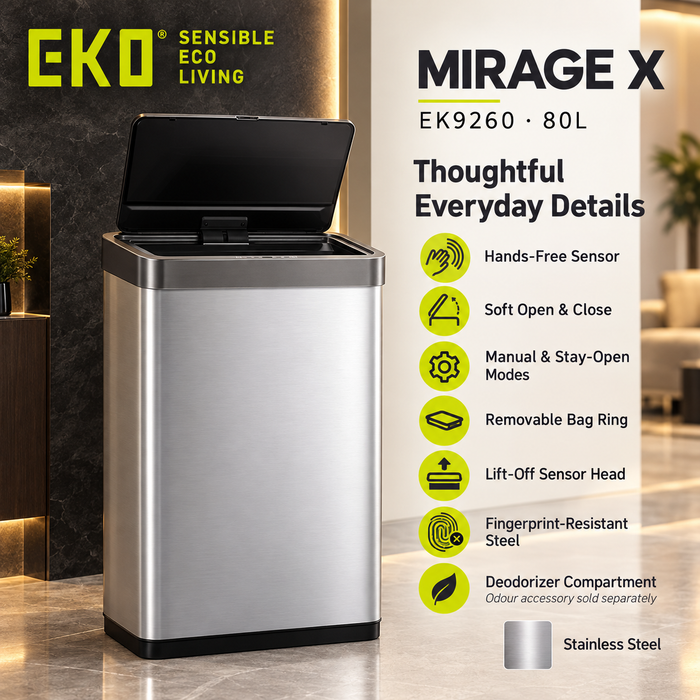EKO | Mirage X | EK9260 | 80L | Sensor Dustbin | Indoor Dustbin - HippoMart SG