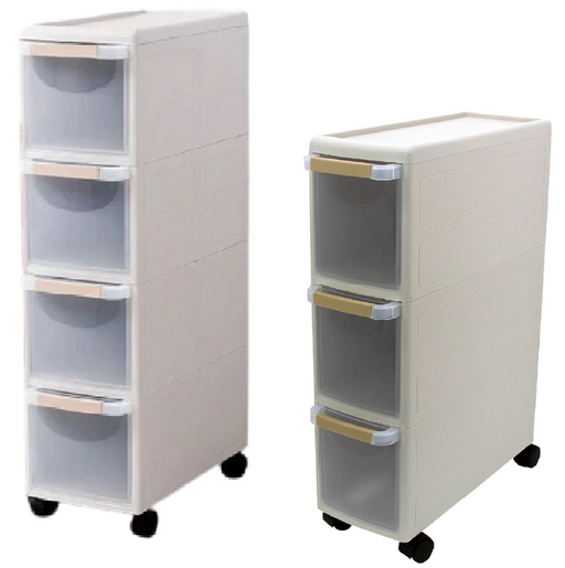 MODECO Slim Rolling Cabinet | 3 or 4 Tier Household Storage Unit | Space-Saving Organizer with Wheels | Multi-Purpose Storage Solution - HippoMart SG