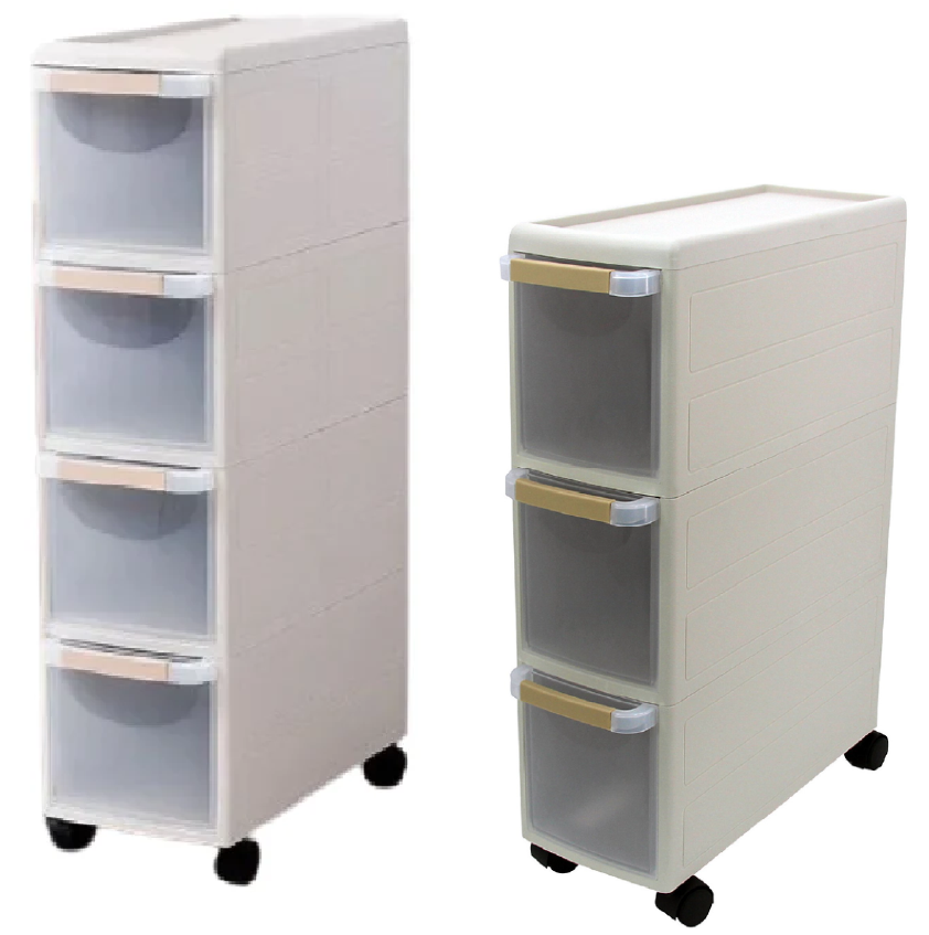 MODECO Slim Rolling Cabinet | 3 or 4 Tier Household Storage Unit | Space-Saving Organizer with Wheels | Multi-Purpose Storage Solution - HippoMart SG