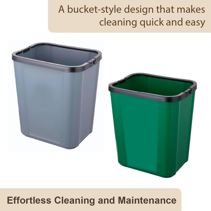 Non Lid Dustbin | Bag Holder | 15L | Green, Grey, | Trash Bin | Kitchen Bin - HippoMart SG