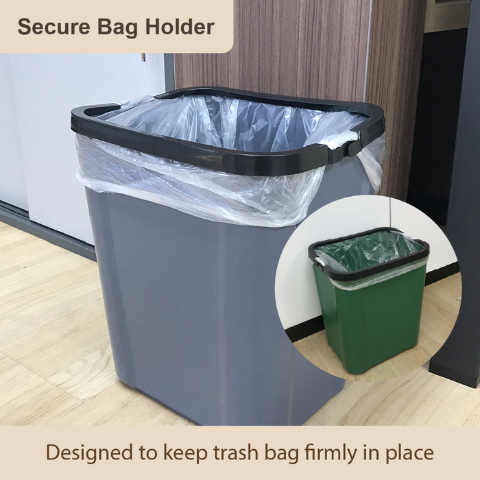 Non Lid Dustbin | Bag Holder | 15L | Green, Grey, | Trash Bin | Kitchen Bin - HippoMart SG