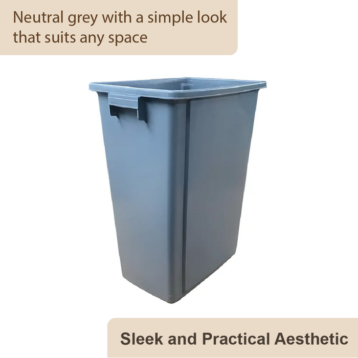 TERRA Non-Lid Dustbin | 60L Grey Trash Can with Handle | Durable Waste Bin for Indoor/Outdoor Use | Easy to Carry - HippoMart SG