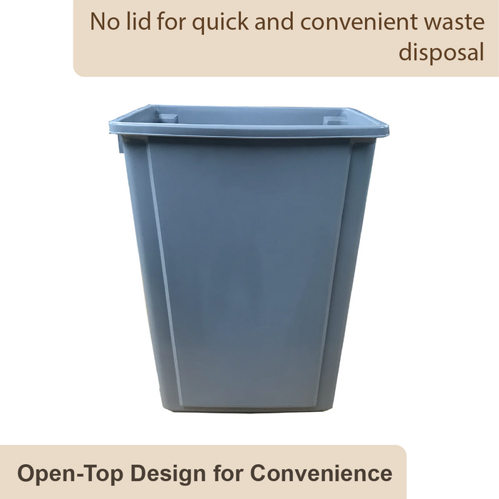 TERRA Non-Lid Dustbin | 60L Grey Trash Can with Handle | Durable Waste Bin for Indoor/Outdoor Use | Easy to Carry - HippoMart SG
