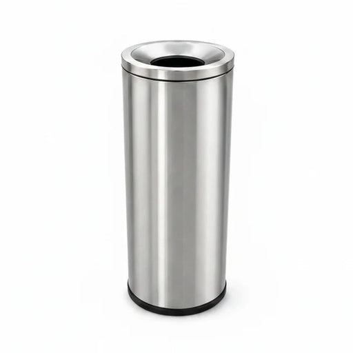 OTP2 Dustbin | 65L | Silver, Black | Lobby Bin | Open Top Bin | Outdoor Bin | Stainless Steel Bin - HippoMart SG