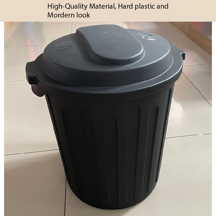 RAVEN Dustbin | Black Bin | Open Top Dustbin | Rubbish Bin | Lid | 60L | Trash Bin - HippoMart SG
