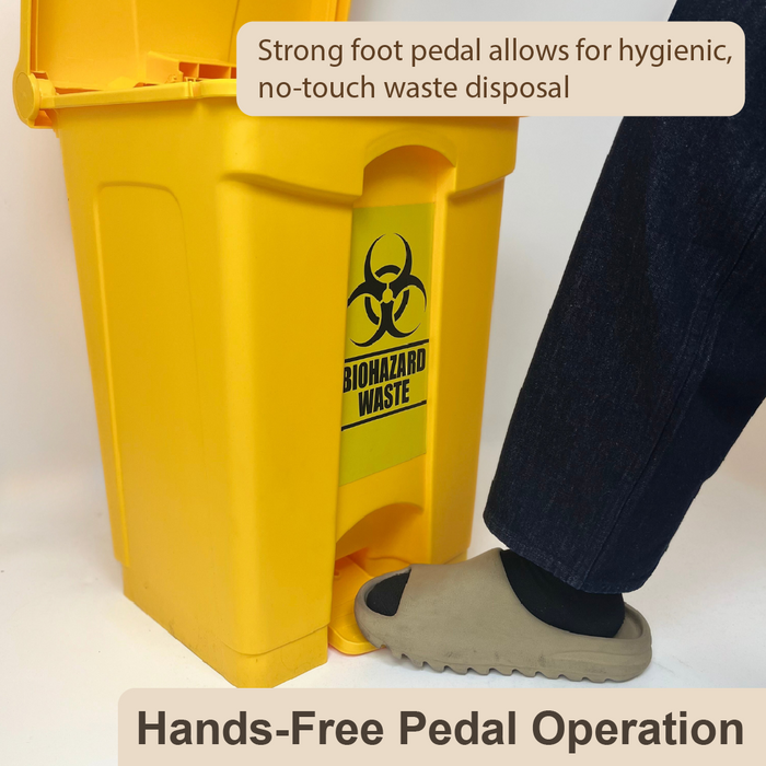 Biohazard Dustbin | Step Pedal Bin | Multiple Size | Trash Bin | Medical Bin | Waste Bin - HippoMart SG