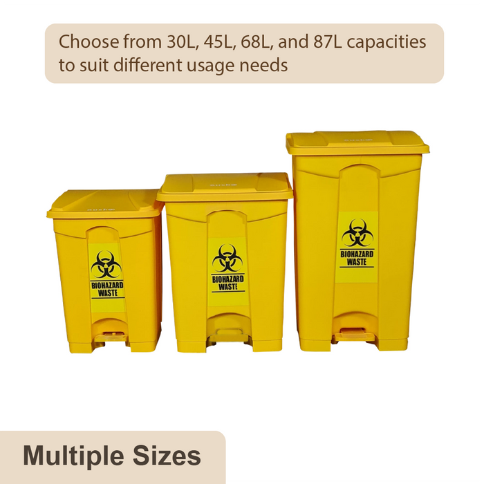 Biohazard Dustbin | Step Pedal Bin | Multiple Size | Trash Bin | Medical Bin | Waste Bin - HippoMart SG