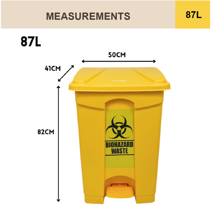 Biohazard Dustbin | Step Pedal Bin | Multiple Size | Trash Bin | Medical Bin | Waste Bin - HippoMart SG