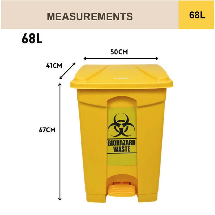 Biohazard Dustbin | Step Pedal Bin | Multiple Size | Trash Bin | Medical Bin | Waste Bin - HippoMart SG