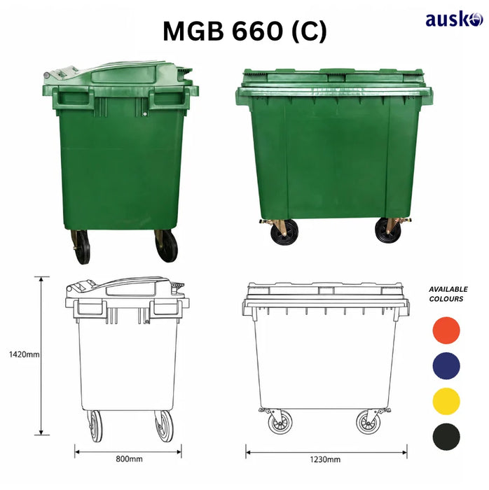 Mobile Garbage Bin | MGB | 660L, 1100L | Trash Bin | Commercial Bin | Dustbin | Outdoor Bin - HippoMart SG