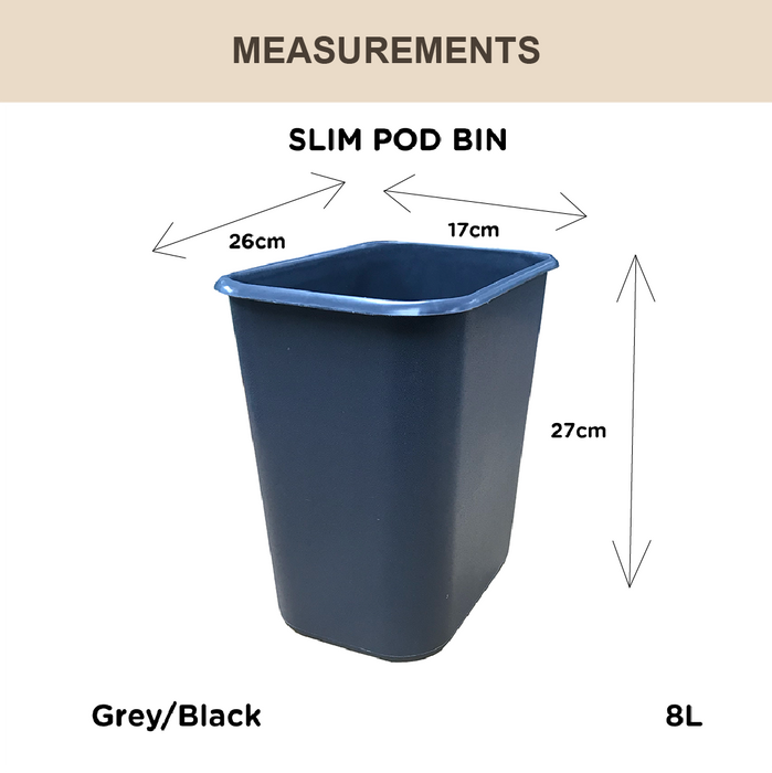 Slim Pod Dustbin | Sleek Waste Bin in Multiple Sizes and Colors | Space-Saving Trash Can | Modern Home & Office Waste Solution - HippoMart SG