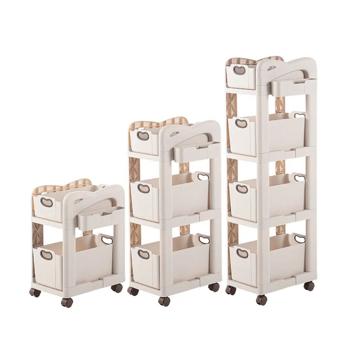 Storage Rack with Wheels, Trolley Shelf, Multipurpose Movable Organizer, Under Desk Trolley - HippoMart SG
